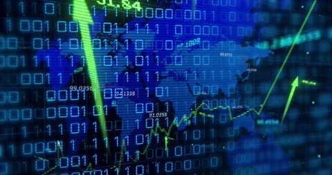 Animation of data processing over world ... | Stock Video | Pond5