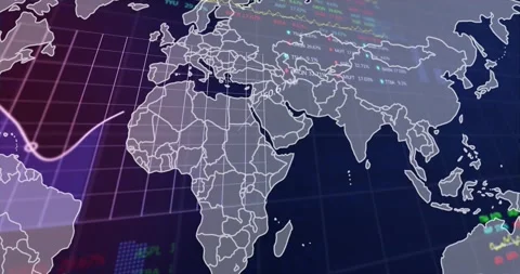 Animation of data processing over world ... | Stock Video | Pond5