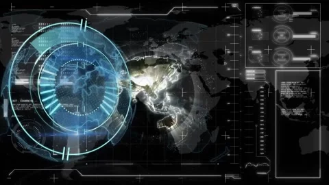 Animation of data processing over world map on composition of caucasian man Stock Footage 209619396