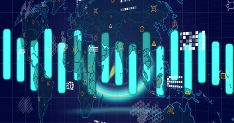 Animation of data processing over world ... | Stock Video | Pond5