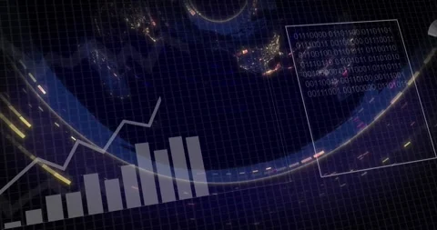 Animation of data processing over world ... | Stock Video | Pond5