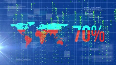 Animation of data processing over world map and binary coding Stock Footage 242202803