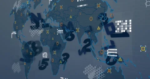 Animation of data processing over world ... | Stock Video | Pond5