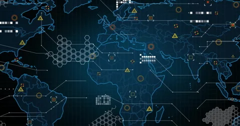 Animation of data processing over world ... | Stock Video | Pond5