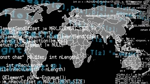 Animation of data processing over world map on black background Stock Footage 326888353
