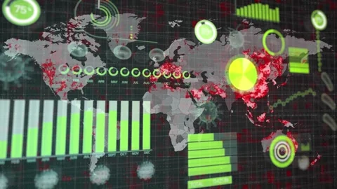 Animation of data processing over world map Stock Footage 328927474