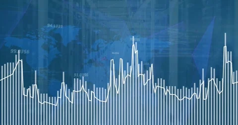 Animation of data processing over world map and plexus networks against computer Stock Footage 329705440
