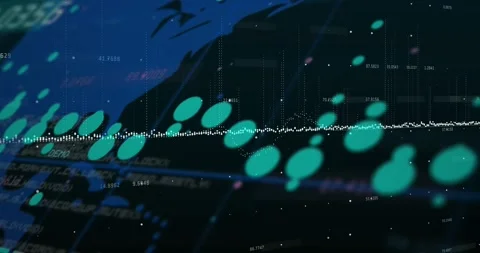 Animation of data processing over world map against black background Stock Footage 329926896