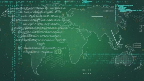 Animation of data processing over world map Stock Footage 330055270