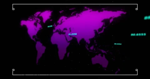 Animation of data processing over world map on black background Stock Footage 330246374