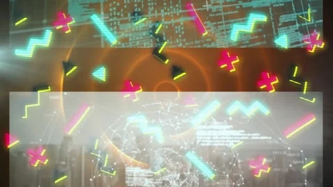 Animation of data processing over world map Stock Footage 330247995