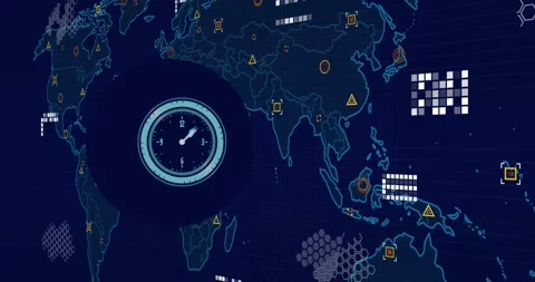 Animation of data processing over world map Stock Footage 330248205