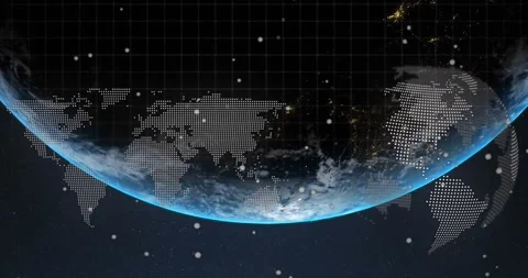 Animation of data processing over world map and spinning globe against blue Stock Footage 330587269
