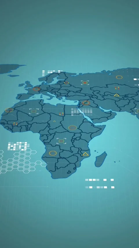 Animation of data processing over world map against blue gradient background Stock Footage 343996502