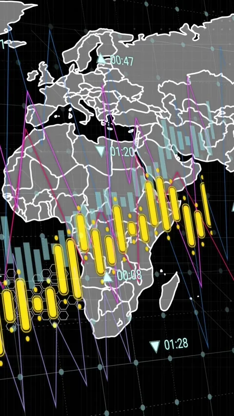 Animation of data processing over world map against black background Stock Footage 344678637