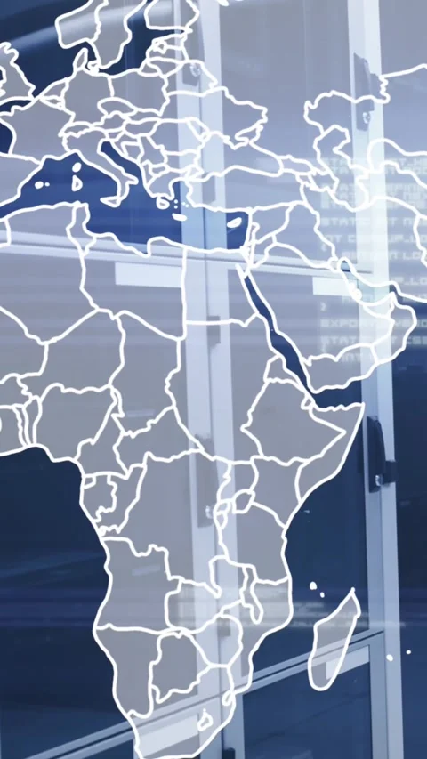 Animation of data processing over world map against computer server room Stock Footage 344723099