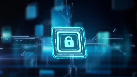 Animation of data processing with padlock Stock Footage 329499762