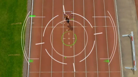 Animation of data processing recording with female athlete running Video stock 125723287