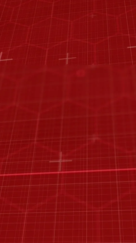Animation of data processing with red lines and hexagons on red background Stock Footage 343824865