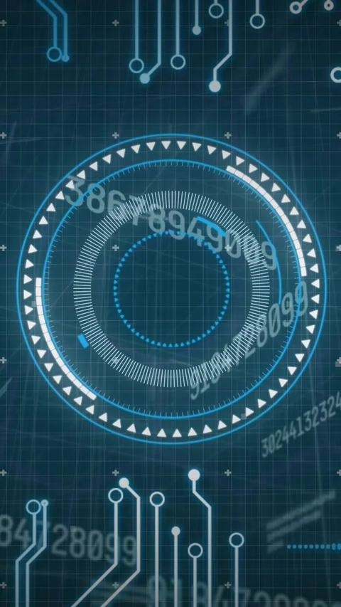 Animation of data processing, scope scanning and computer circuit board Stock Footage 343778732