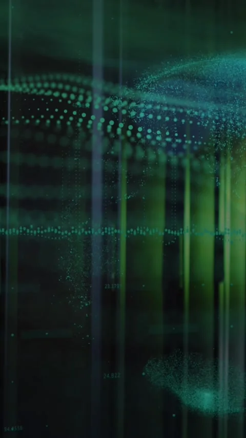 Animation of data processing with scope scanning over computer servers Stock Footage 344557042