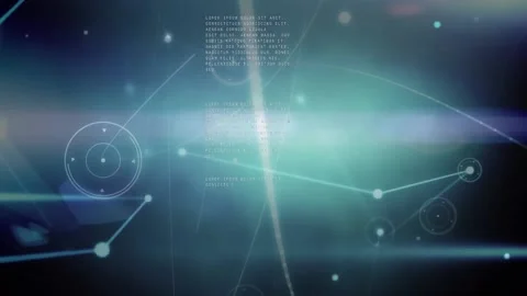 Animation of data processing on screen and network of connections 库存影片 165609683