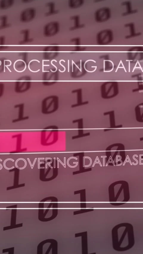 Animation of data processing on screen over binary coding 動画素材 324785832