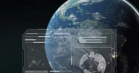 Animation of data processing on screen over earth globe on blue background Stock Footage 326303528
