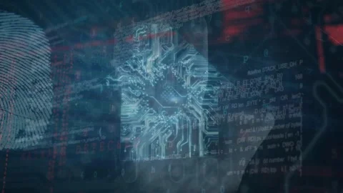 Animation of data processing on screen over binary coding over colourful columns Stock Footage 326628099