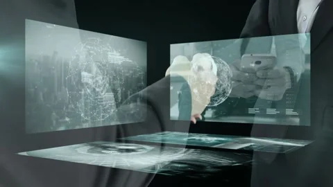 Animation of data processing on screens ... | Stock Video | Pond5