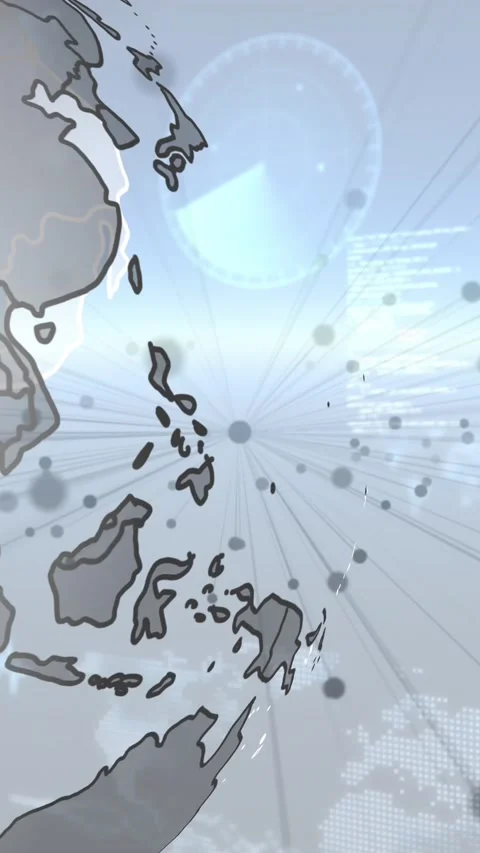 Animation of data processing, spinning globe and connecting dots against blue Stock Footage 321265731