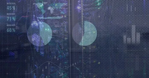 Animation of data processing with statistics and computer servers Stock Footage 329368151