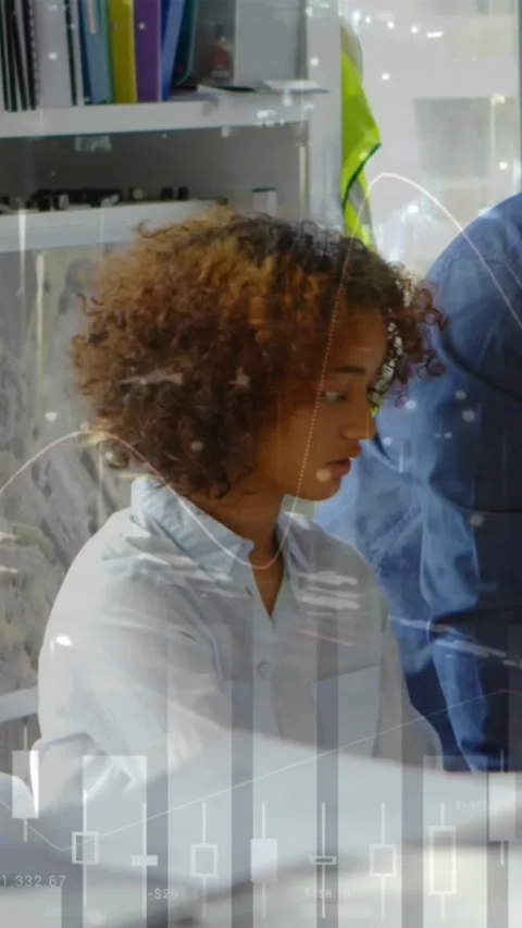 Animation of data processing with statistics over male and female architects Stock Footage 343920480