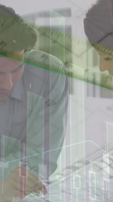 Animation of data processing with statistics over male and female architects Stock Footage 343955763