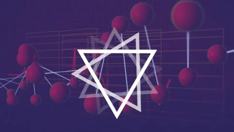 Animation of data processing with triangles over dna strand spinning Stock Footage 242093683