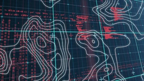 Animation of data processing, white map lines over grid Stock Footage 329361391