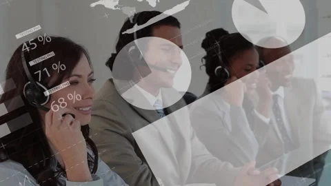 Animation of data processing with workers in background Stock Footage 328706865