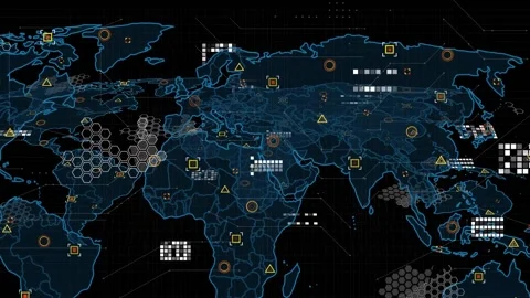 Animation of data processing with world ... | Stock Video | Pond5