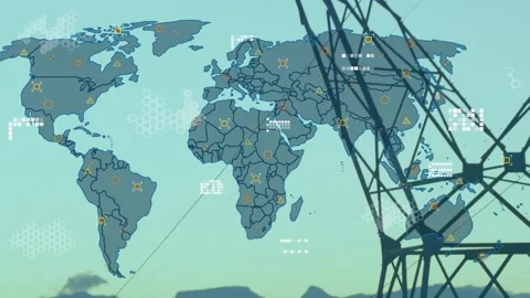 Animation of data processing with world ... | Stock Video | Pond5