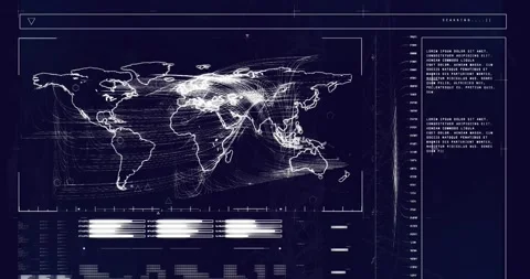 Animation of data processing with world ... | Stock Video | Pond5