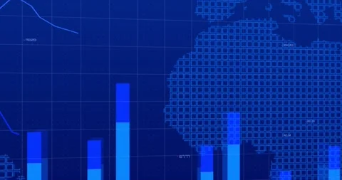 Animation of data processing with world ... | Stock Video | Pond5