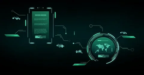 Animation of data processing with world ... | Stock Video | Pond5