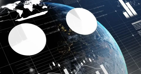Animation of data processing with world map over globe in space Stock Footage 329372442