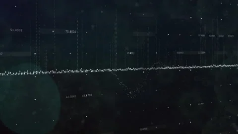 Animation of data stream and processing data on black background Stock Footage 266198539