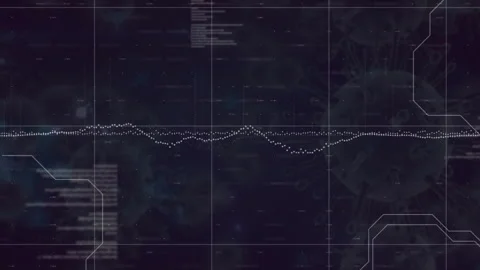 Animation of data stream and processing data on black background Stock Footage 266198540