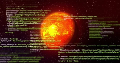 Animation of data text processing data over orange globe in space Stock Footage 329127495