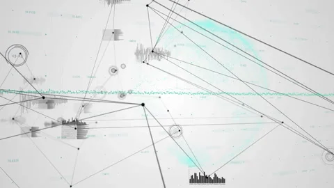 Animation of data visualization with network connections, graphs, and lines Stock Footage 303564324