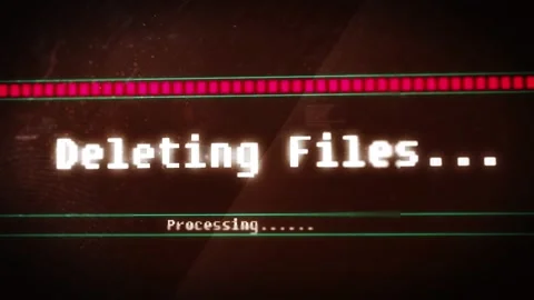 Animation of deleting files and processing text over computer language and Stock Footage 327784573