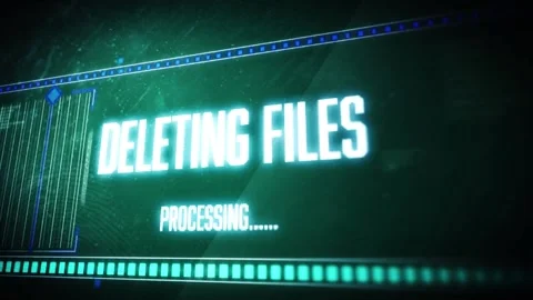 Animation of deleting files over data processing on green background Stock Footage 199371835