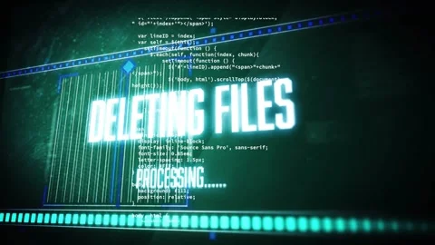 Animation of deleting files text over data processing Stock Footage 329864442